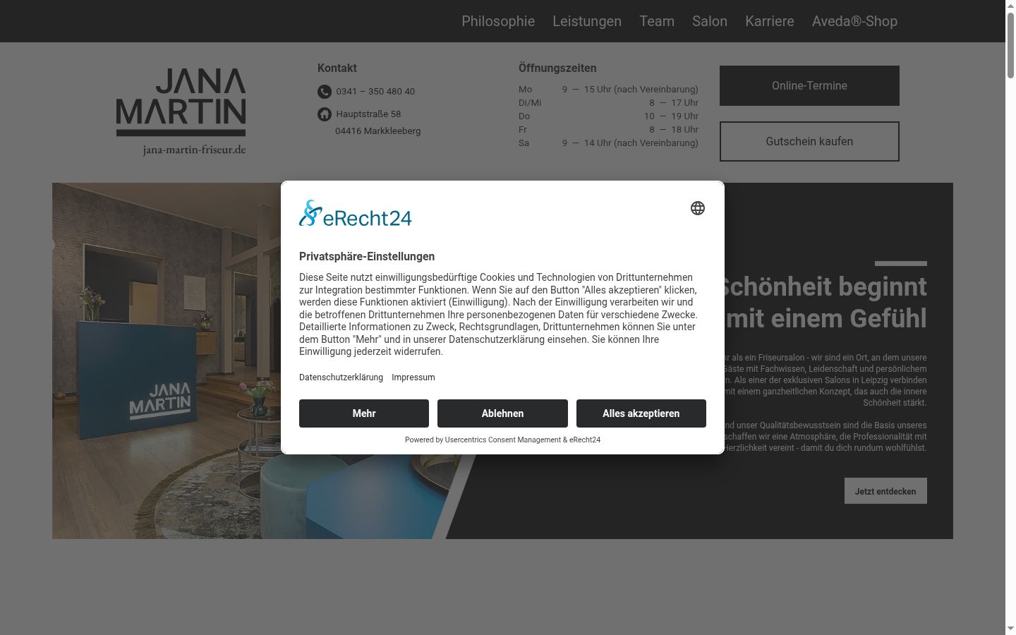 Screenshot of the consent banner shown before any interaction