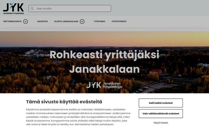 Skjermbilde av janakkalanyrityskehitys.fi