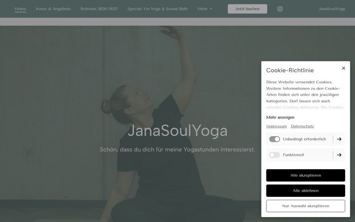 Screenshot of janasoulyoga.de