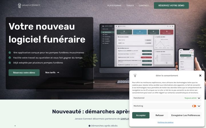 Screenshot of janazaconnect.com