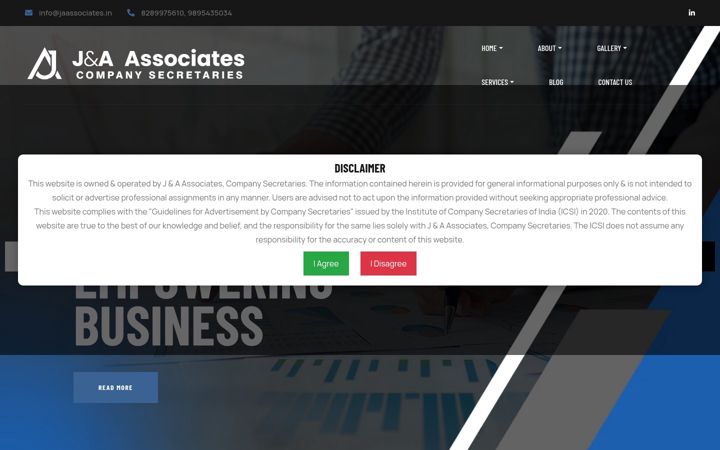 Ekraanipilt saidist jandaassociates.co.in