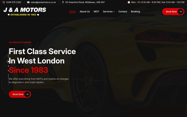 Screenshot of jandamotors.co.uk
