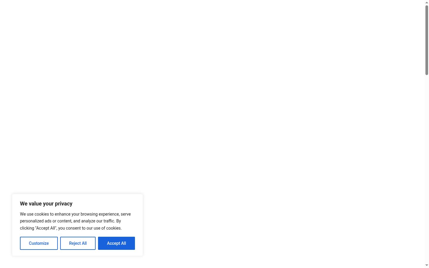 Screenshot del banner di consenso mostrato prima di qualsiasi interazione