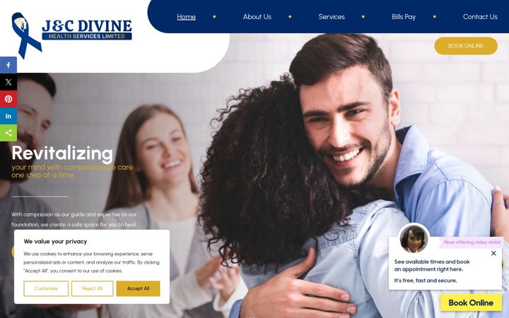 Screenshot of jandcdivinehealthservices.com