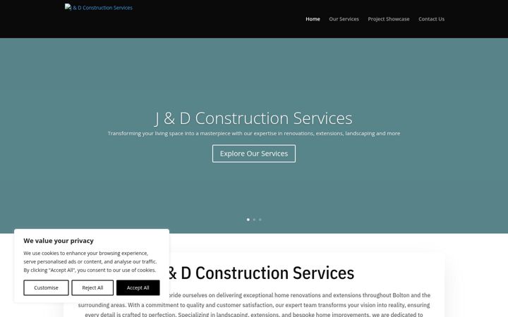 Screenshot of janddconstructionservices.co.uk