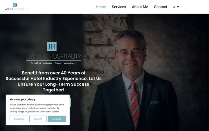 Screenshot of jandel-hospitality.com