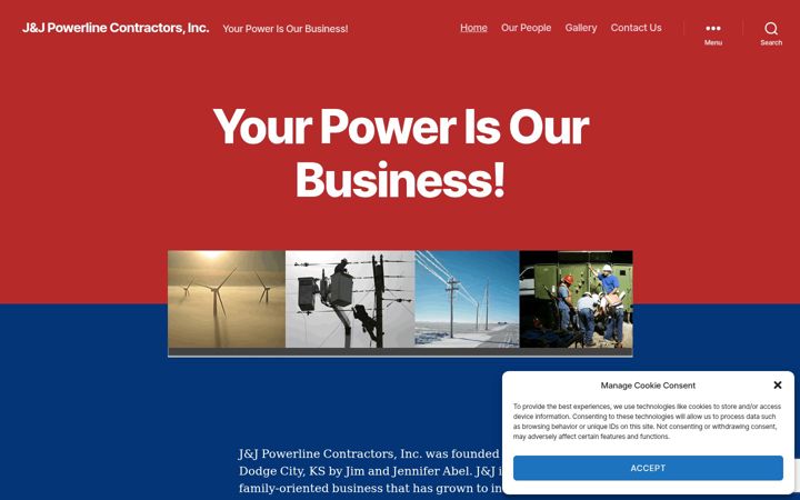 Screenshot of jandjpowerline.com