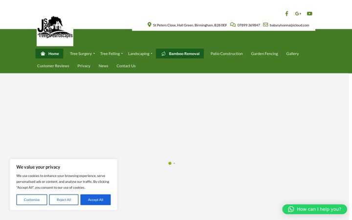 Screenshot of jandsontreesandlandscapes.co.uk