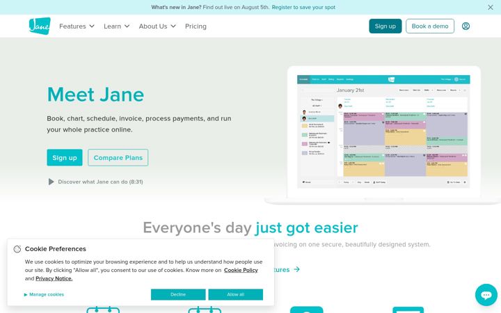 Screenshot of jane.app