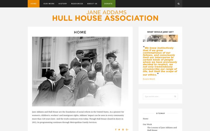 Screenshot of janeaddamshullhouse.org