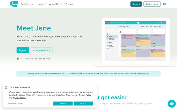 Screenshot ta' janeapp.com