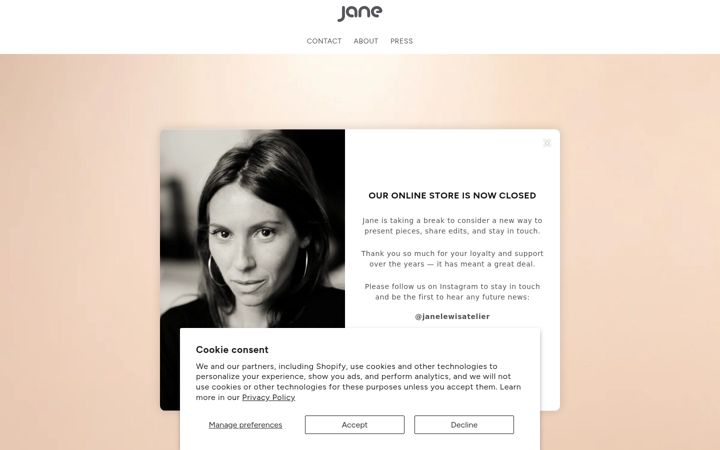 Screenshot of janeatelier.com