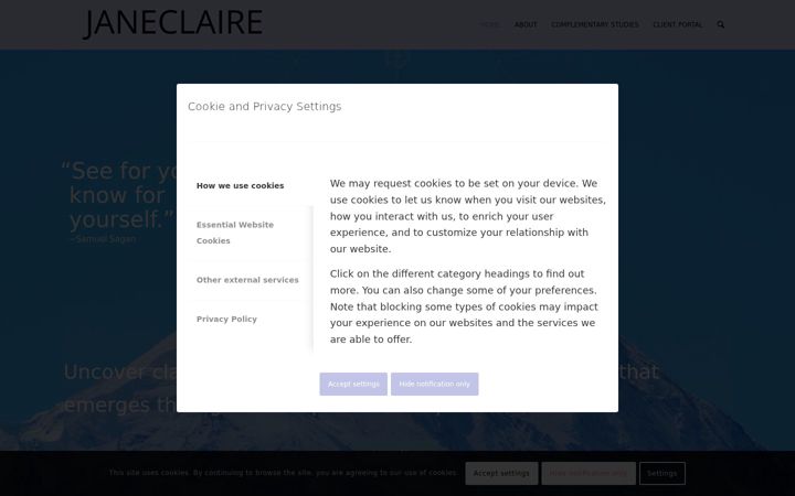 Screenshot of janeclairestevens.com