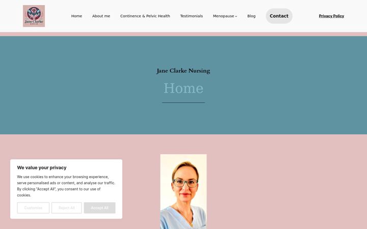 Screenshot of janeclarkenursing.com