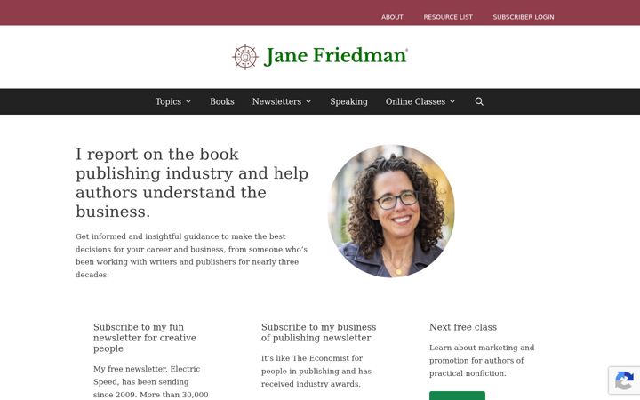 Screenshot of janefriedman.com