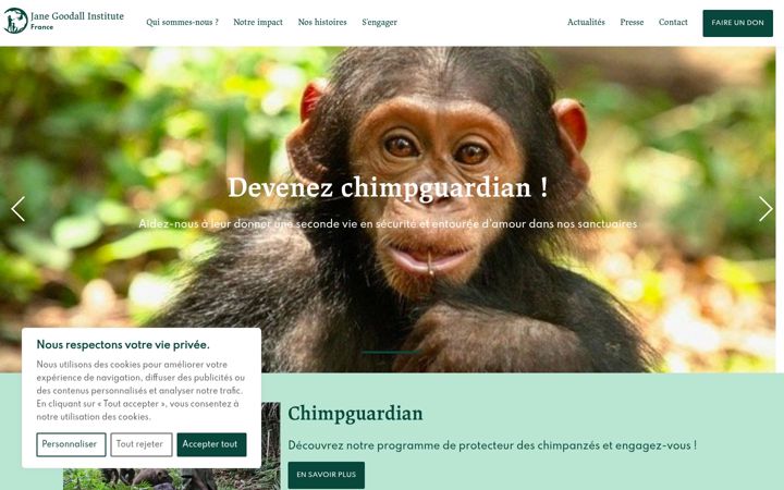 Screenshot of janegoodall.fr