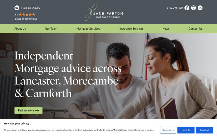 Screenshot of janepartonmortgagestudio.co.uk