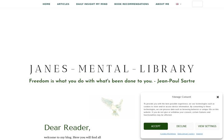 Screenshot of janes-mental-library.com