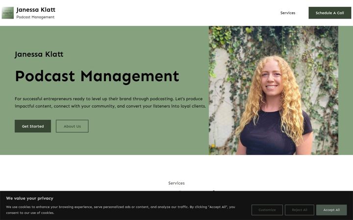 Screenshot of janessaklatt.com