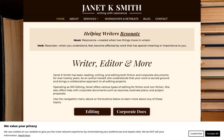 Screenshot of janetksmith.com