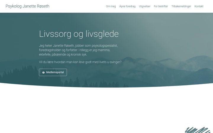 Screenshot of janetteroseth.com