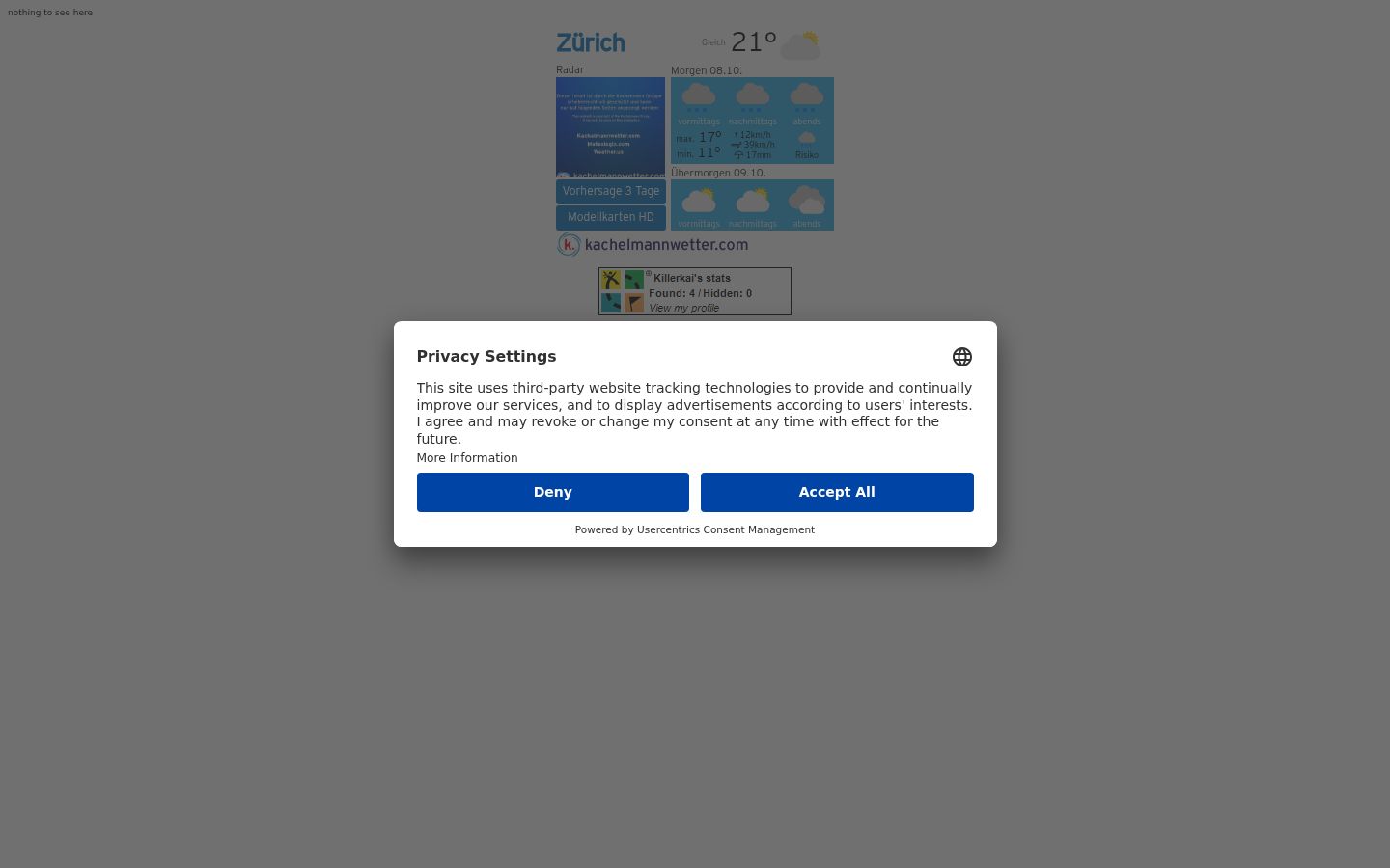 Screenshot del banner di consenso mostrato prima di qualsiasi interazione