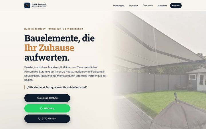 Screenshot of janikseelandt-bauelemente.de