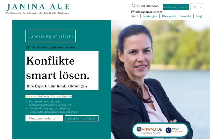Screenshot of janinaaue.com