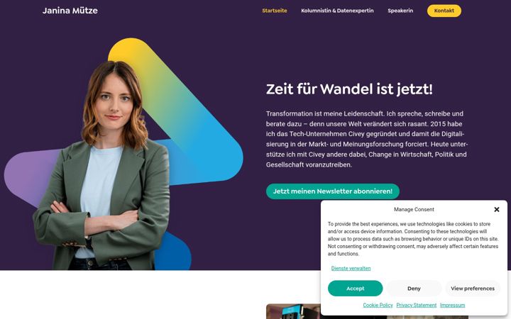 Screenshot of janinamuetze.de