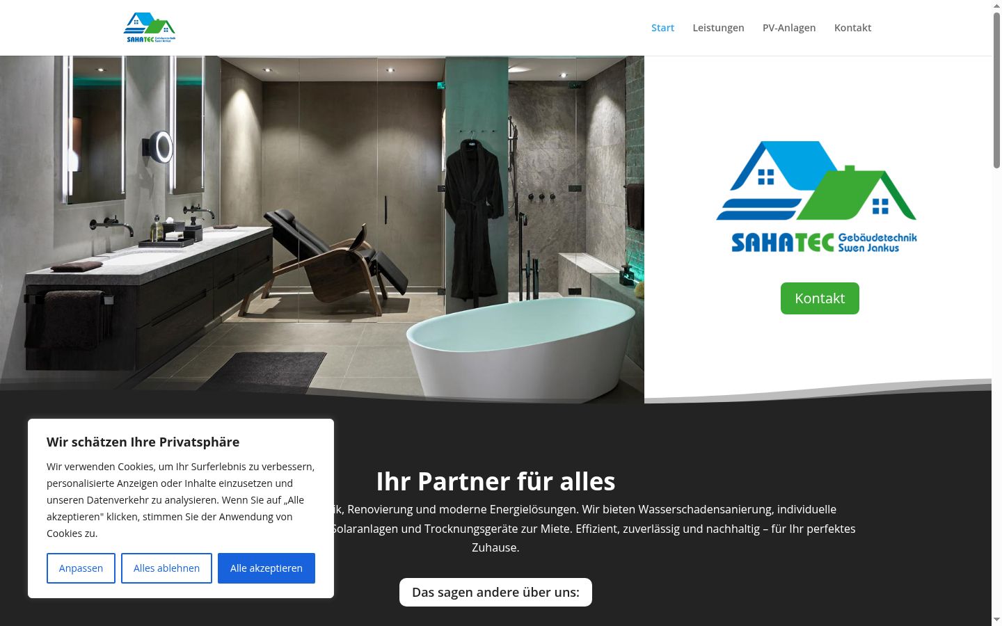 Screenshot des Einwilligungsbanners vor jeglicher Interaktion