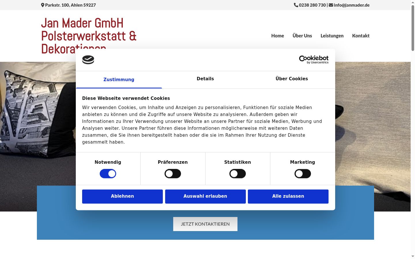 Screenshot of the consent banner shown before any interaction