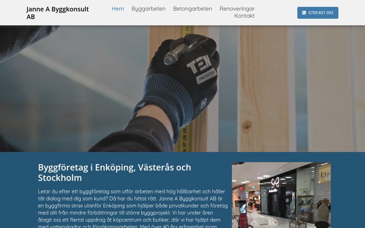 Screenshot of janneabyggkonsult.se