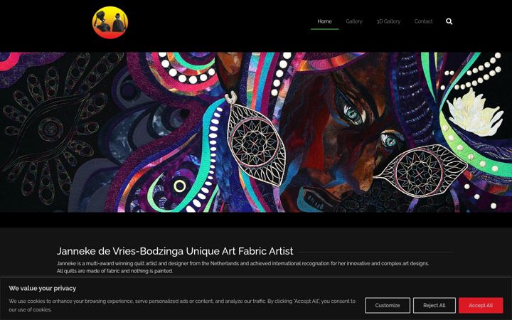 Screenshot of jannekequiltstudio.com
