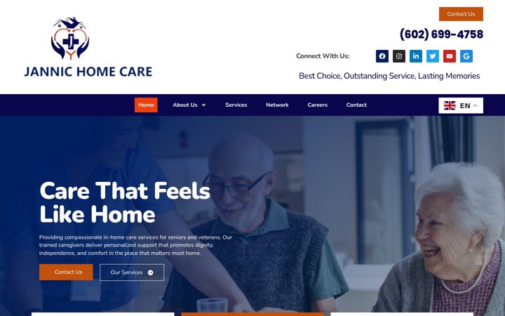 Screenshot of jannichomecare.com