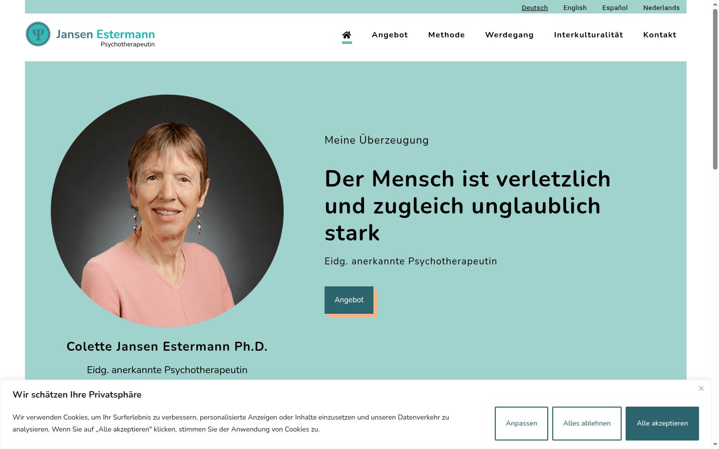 Screenshot des Einwilligungsbanners vor jeglicher Interaktion