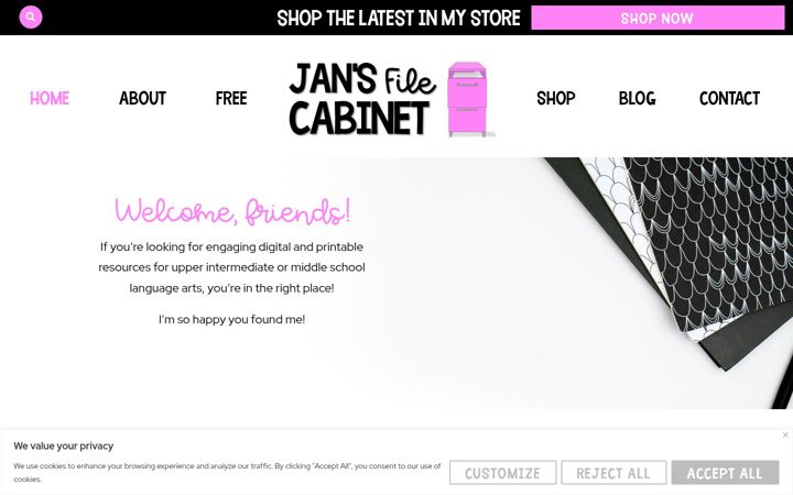 Screenshot of jansfilecabinet.com
