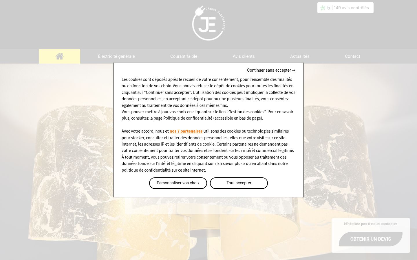 Screenshot del banner di consenso mostrato prima di qualsiasi interazione