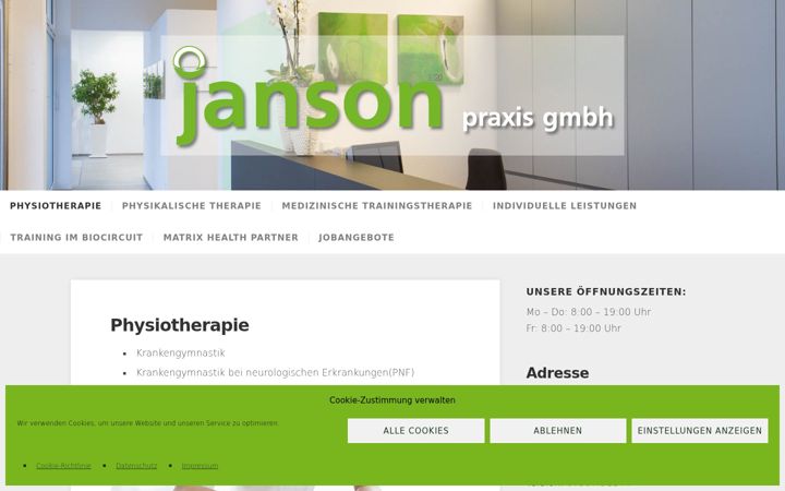 Screenshot of janson-praxis.de