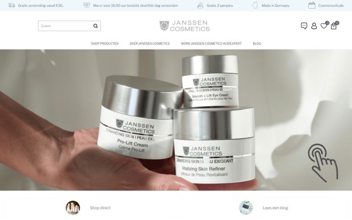 Snímek obrazovky janssencosmetics.nl