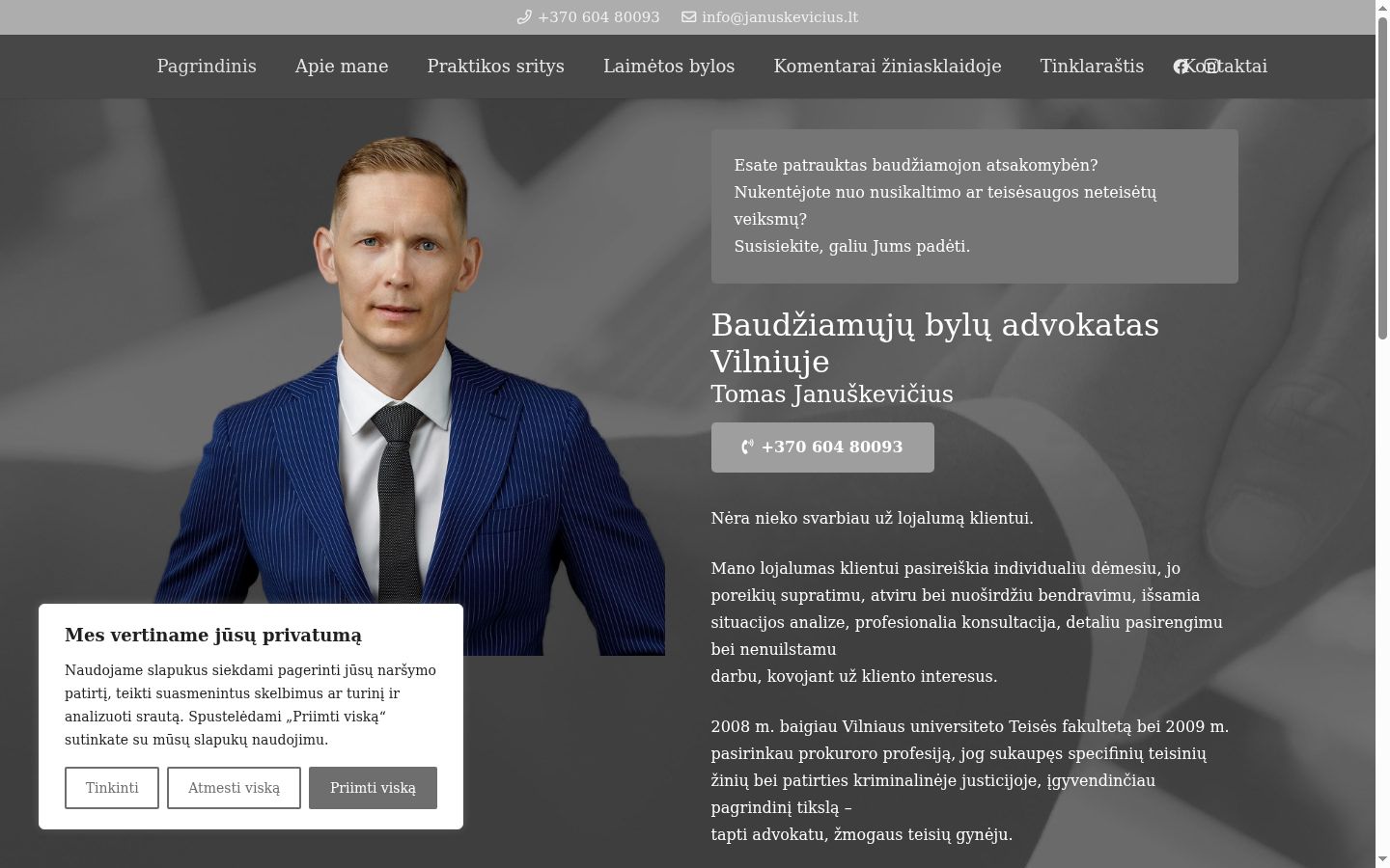 Skjermbilde av samtykkebanneret slik det vises før noen interaksjon