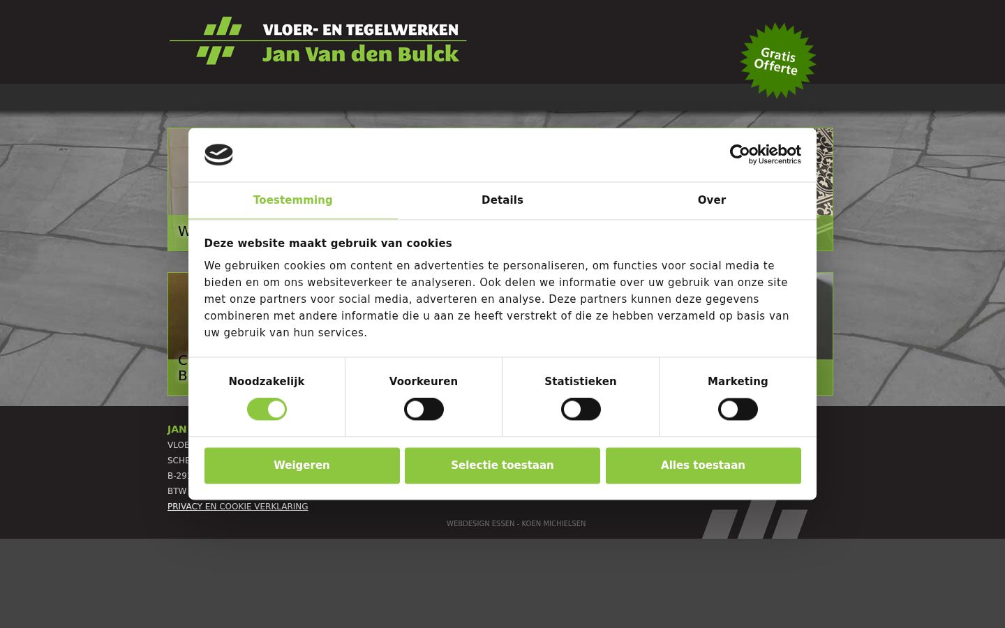 Screenshot van de toestemmingsbanner zoals getoond vóór enige interactie
