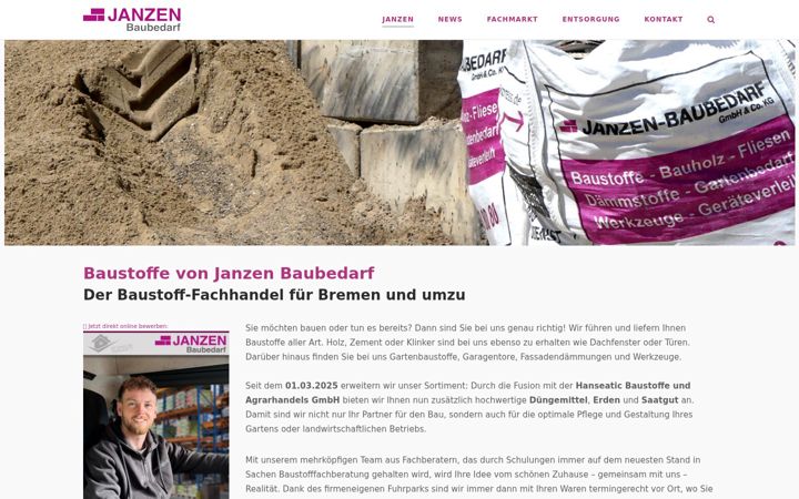Screenshot of janzen-baubedarf.de