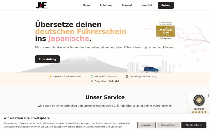 Captură de ecran a japan-fahren.de