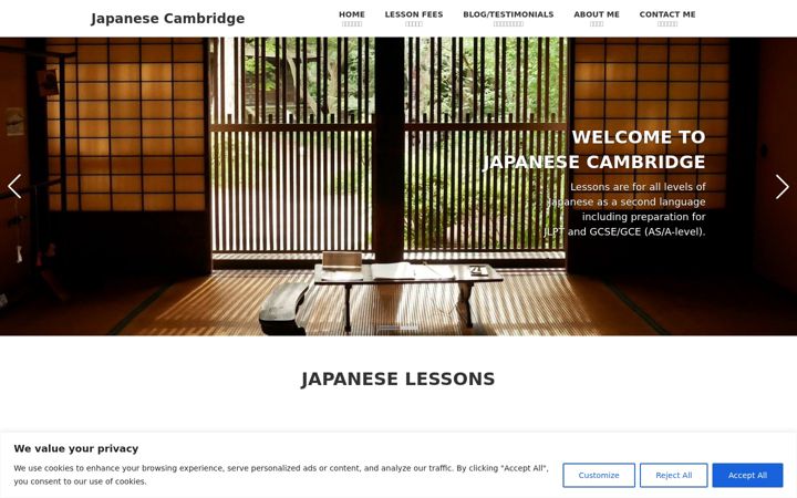 Screenshot of japanesecambridge.co.uk