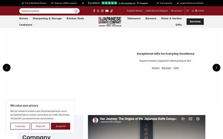 Screenshot of japaneseknifecompany.com