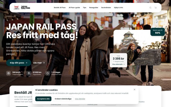 Screenshot of japanrailpass.se