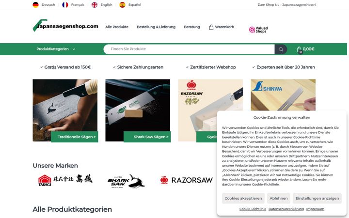 Screenshot of japansaegenshop.com