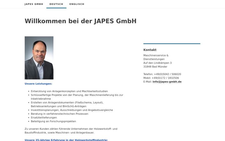 Screenshot of japes-gmbh.de