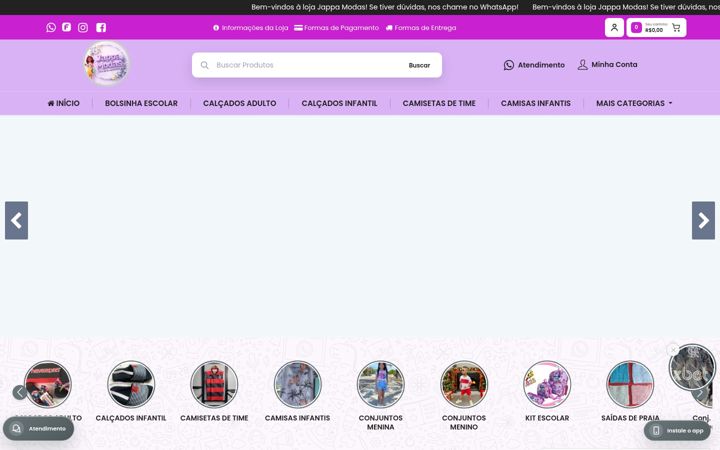 Screenshot of jappamodas.com.br