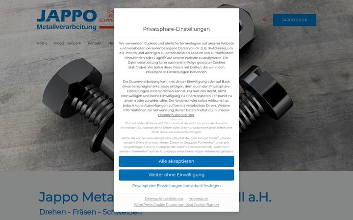 Screenshot of jappo-metallverarbeitung.de
